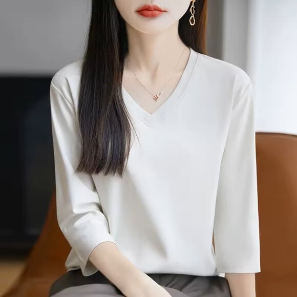 Mid-length sleeve Cotton Casual T-shirt (Multi-colour) - Picture 8 of 11